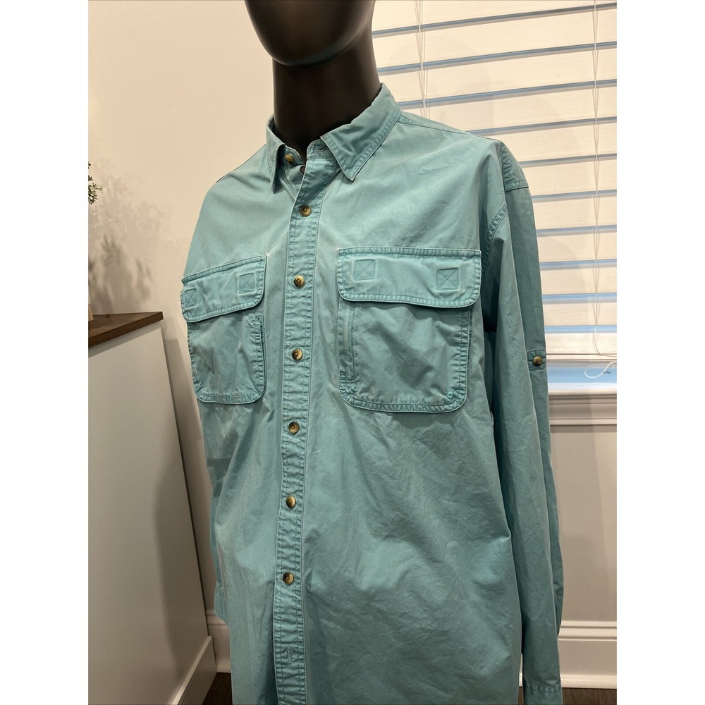 Vintage LL Bean Button Down Shirt Mens XL Tall Blue Long Sleeve 100% Cotton Euc